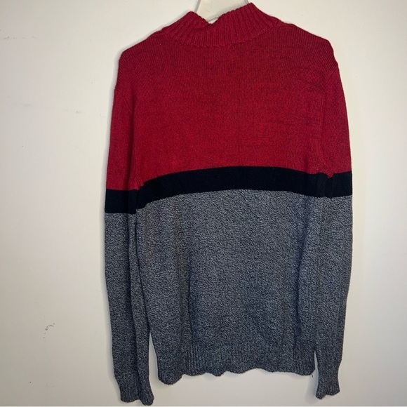 American Eagle Seriously Soft Red Black Gray Colorblock Sweater Men Size Large - Picture 8 of 9